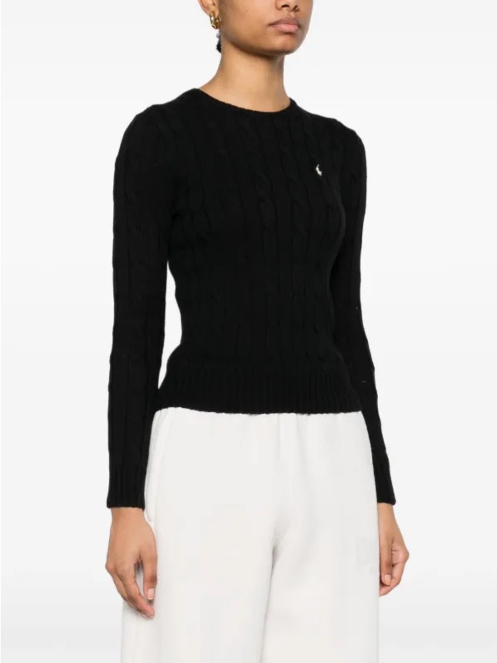 Polo by Ralph Lauren Black Cable-Knit Crewneck Sweater Sz L